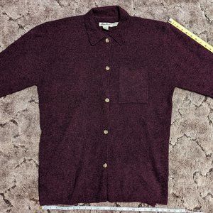 Eddie Bauer Longsleeve Maroon Button Sweater, Lambswool, XL